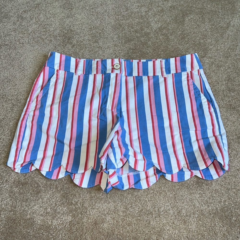 Crown and Ivy Striped Blue and Pink Women's Shorts
